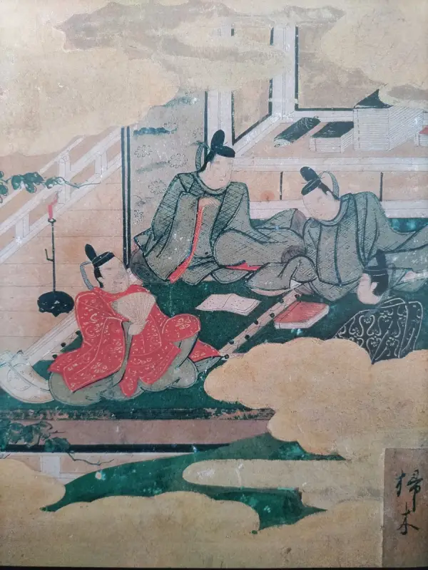 『源氏物語色紙絵　帚木』伝土佐光元筆　室町時代末期　京都国立博物館